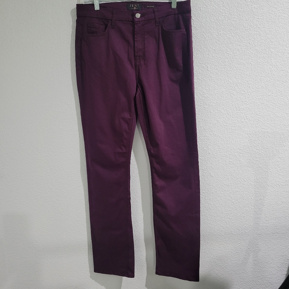 NWOT JEN 7 By 7 For All Mankind purple Slim Straight Pants Plum/Purple Size 8 - Picture 1 of 5